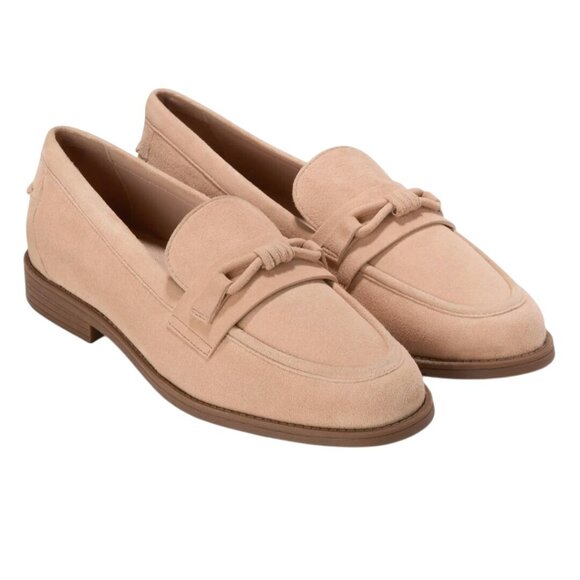 Cole Haan Stassi Bow Loafer Tuscan Sand Suede Arch Support Comfort Size 8.5B - Picture 1 of 9
